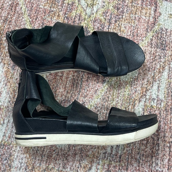 Eileen Fisher Sport Tumbled Leather Sneakers Sandals Black Size 8 - Picture 5 of 9